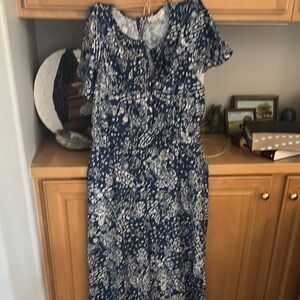 Anthropologie Blue Flutter Sleeve Jumpsuit